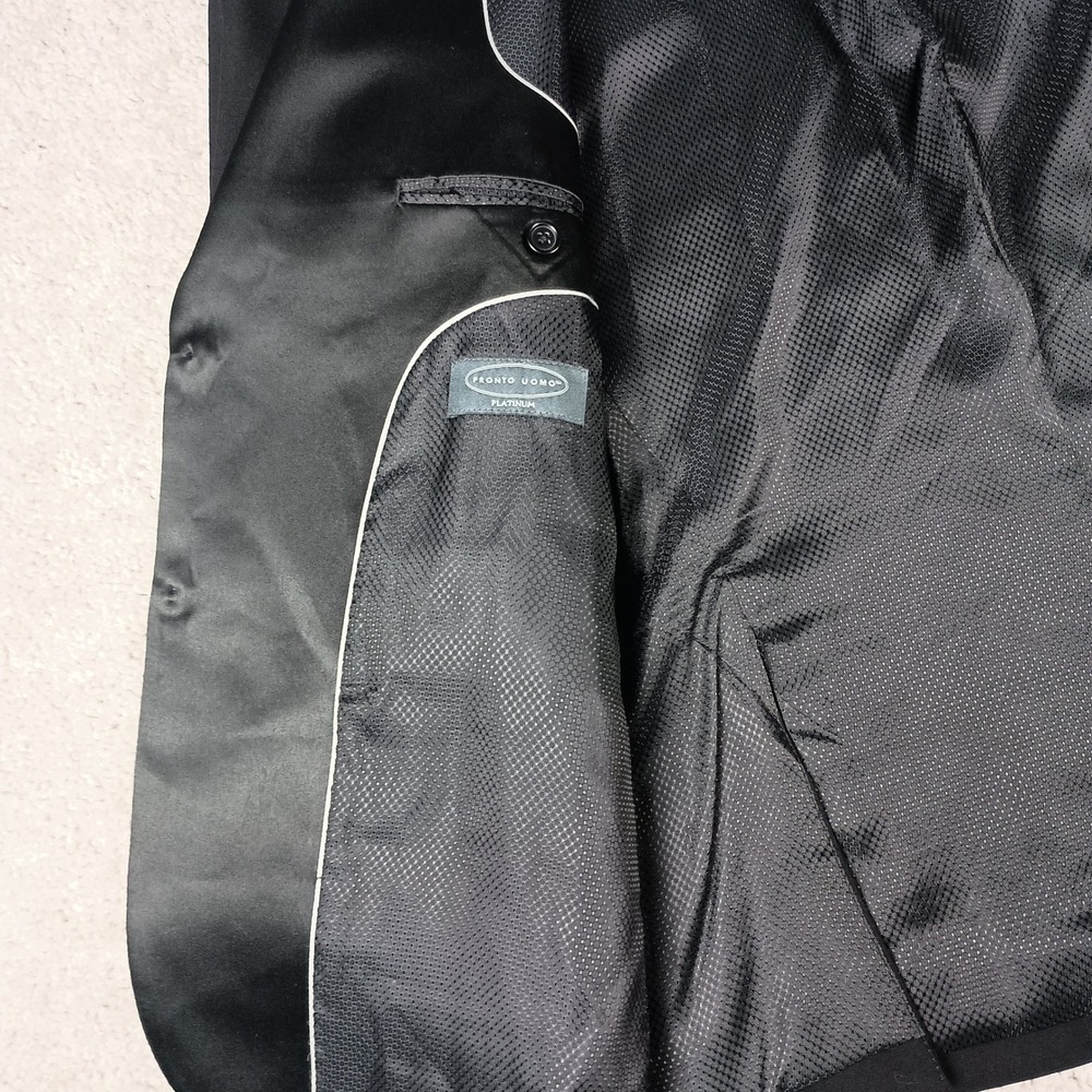 Pronto Uomo Platinum Blazer 44 Short Mens Black Wool Blend Modern Fit Stretch - Picture 6 of 15